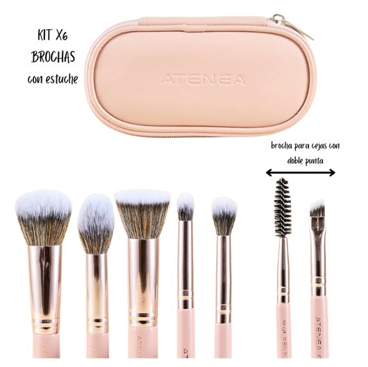 Kit x6 Brochas Profesionales Viajeras + Estuche ATENEA