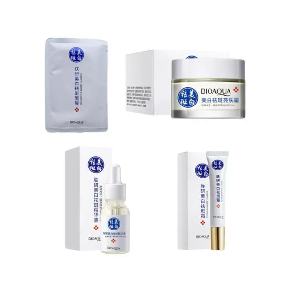 Kit Despigmentante Bioaqua Set x4 (Serum, Contorno de ojos, Crema hidratante, Mascarilla velo)