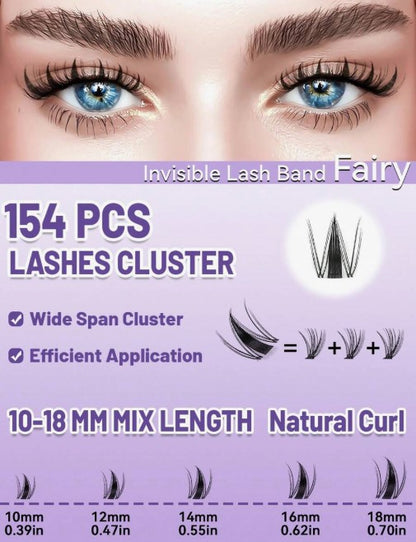 Juego de Extension de Pestañas 154piezas mixto C- Curl de 10 a 18 mm -FAIRY