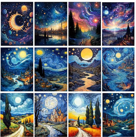 Kit Lienzo para Pintar Numerado (24 colores) + Brochas  Realismo