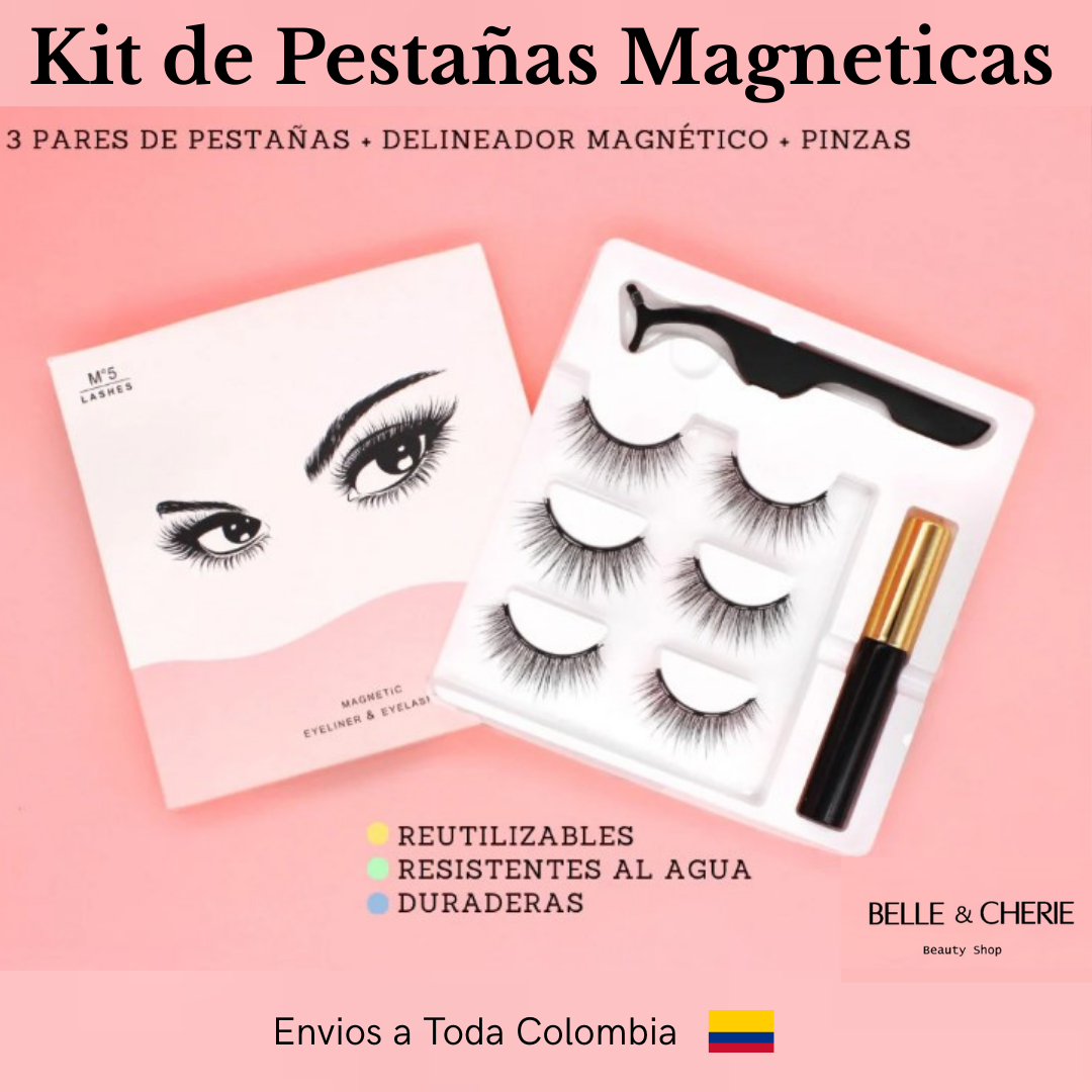 Set x 3 Pestañas Magnéticas negras (Resistente al agua)  M°5