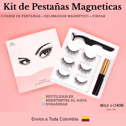 Set x 3 Pestañas Magnéticas negras (Resistente al agua)  M°5