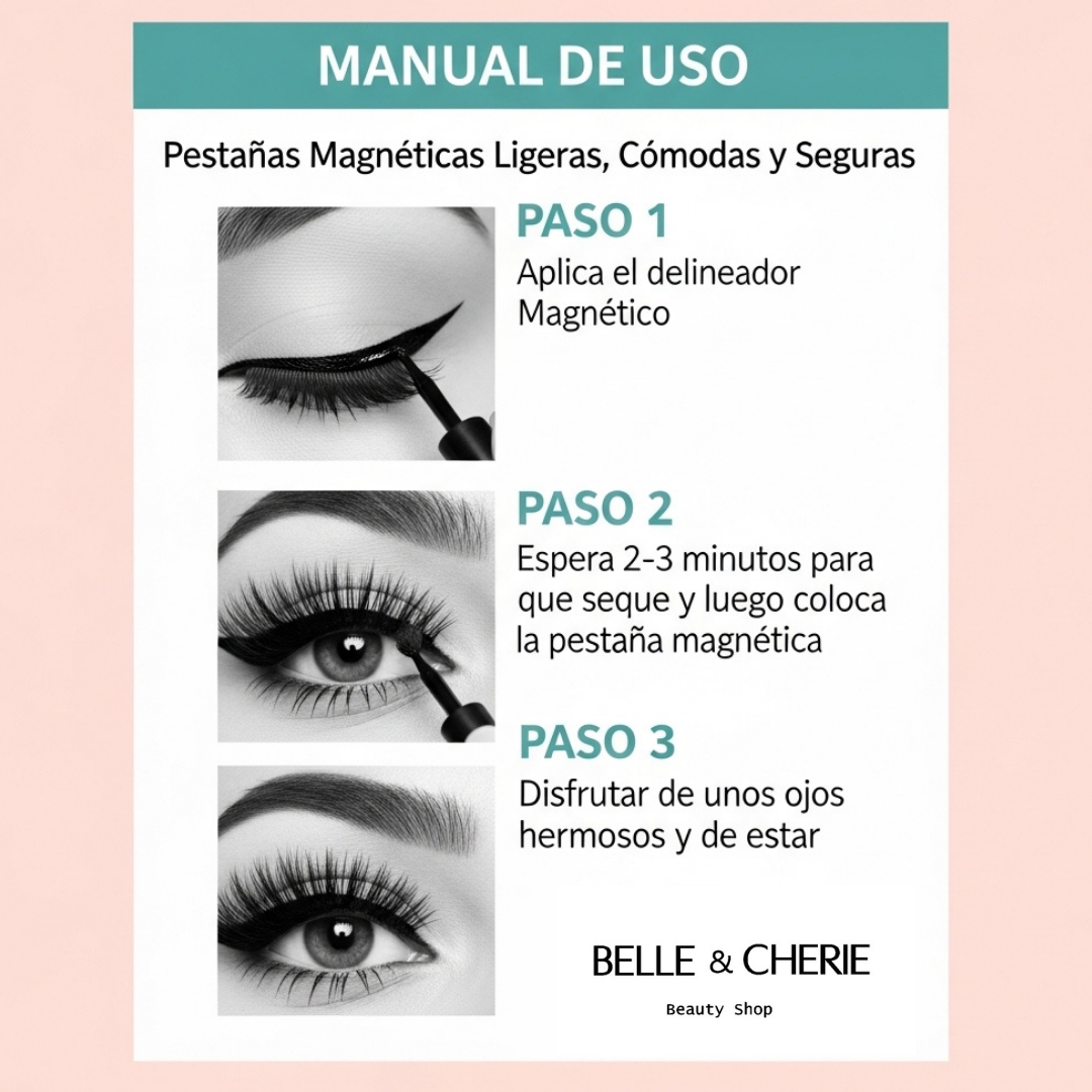 Set x 3 Pestañas Magnéticas negras (Resistente al agua)  M°5