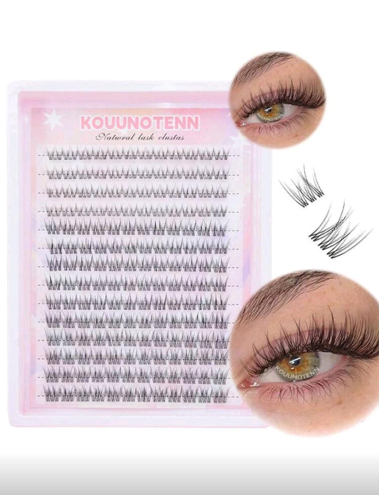 Set de Pestañas Juego x 154 Piezas (Rizo Natural) FLORA raíces invisibles INCLUYE PEGANTE