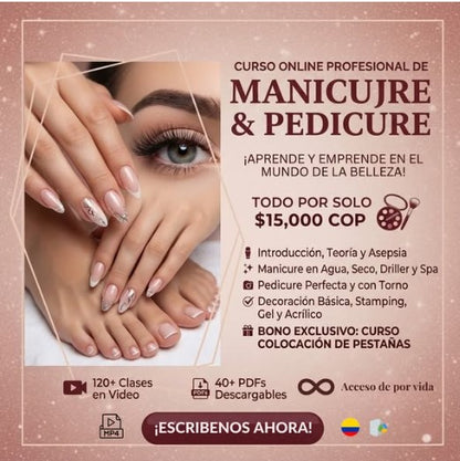✨ Conviertete en Manicurista con nuestro curso Express, Incluye ( + de 250 Plantillas , Técnicas y Guías)💅