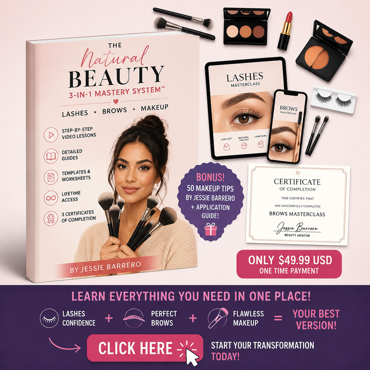 ✨THE NATURAL BEAUTY 3-in-1 Mastery System™ (Lashes + Brows + Makeup Secrets)