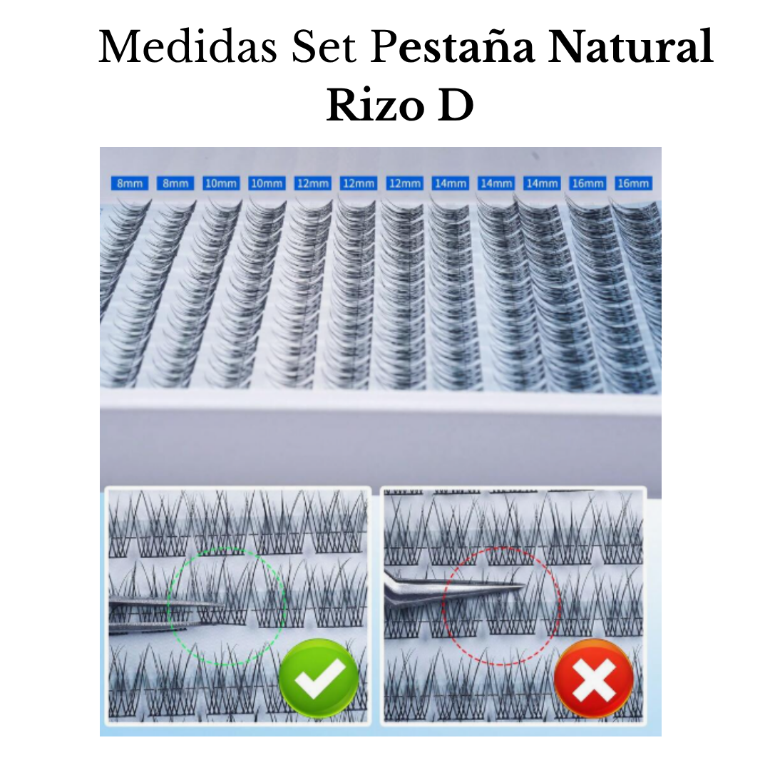 Set de Pestañas Juego x 168 Piezas (Rizo Natural) FLORA  Rizo D (8 a 16 mm) - INCLUYE PEGANTE