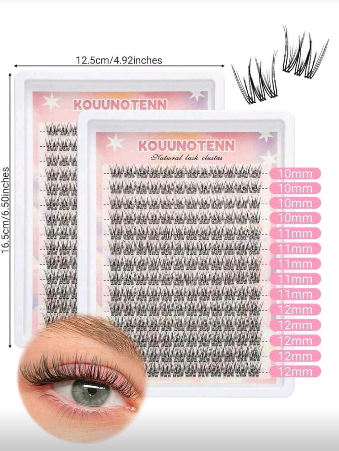 Set de Pestañas Juego x 154 Piezas (Rizo Natural) FLORA raíces invisibles INCLUYE PEGANTE