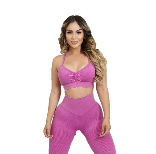 Set Deportivo 2 Piezas (Top + Leggins)  color purpura