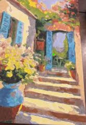 Kit Lienzo para Pintar Numerado (24 colores) + Brochas -Santorini