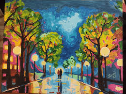 Kit Lienzo para Pintar Numerado (24 colores) + Brochas -Atardecer de amor